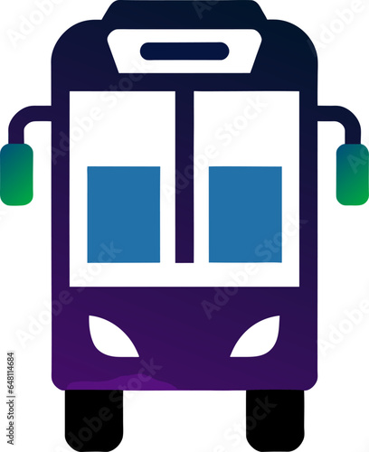 Modern bus side and front view vector isolated illustration. Fast passenger and tourist vehicle for city or intercity journey. Set in flat style