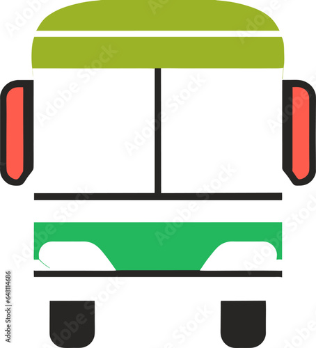 Modern bus side and front view vector isolated illustration. Fast passenger and tourist vehicle for city or intercity journey. Set in flat style