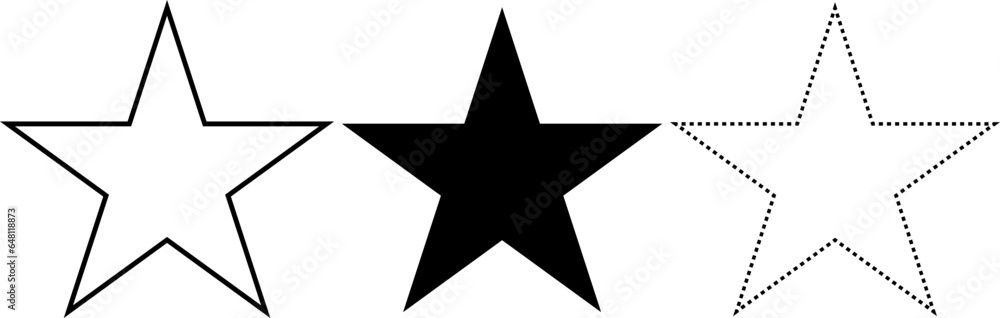 Black white star icon set isolated on white background Black white star icon set isolated on white background