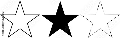 Black white star icon set isolated on white background