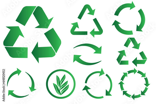 Recycle icon. Recycling vector icons set. Eco green icons. Flat design web elements for websites and applications.Isolated on white background. Vector illustration.