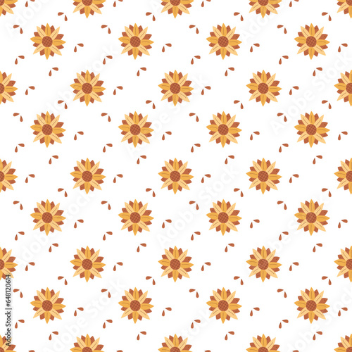 Wallpaper Mural Seamless pattern with sunflower and seeds. Color flat vector illustration. Torontodigital.ca