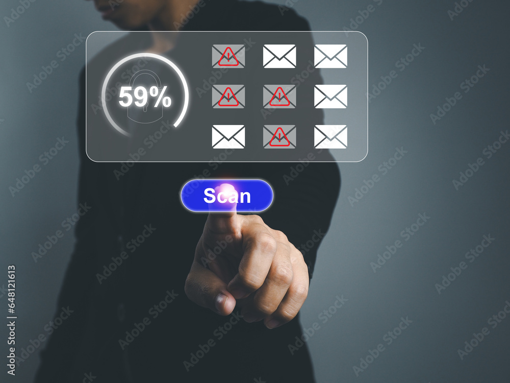 Fototapeta premium Scan Email spam, hacker attacks to check security in the use of business information