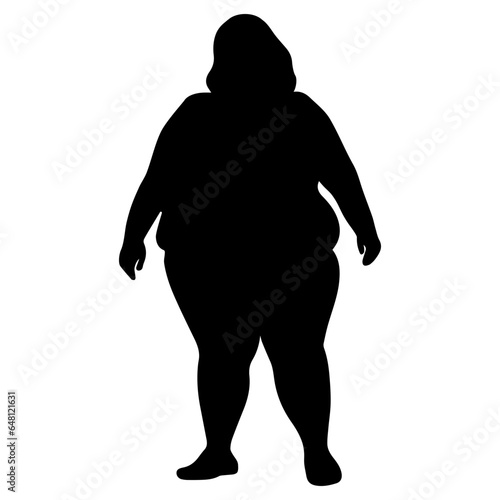 Obese Plus Size woman silhouette icon symbol. Vector illustration