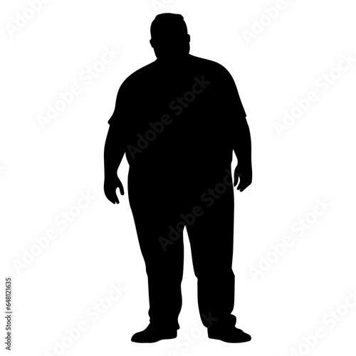 Obese Plus Size man silhouette icon symbol. Vector illustration