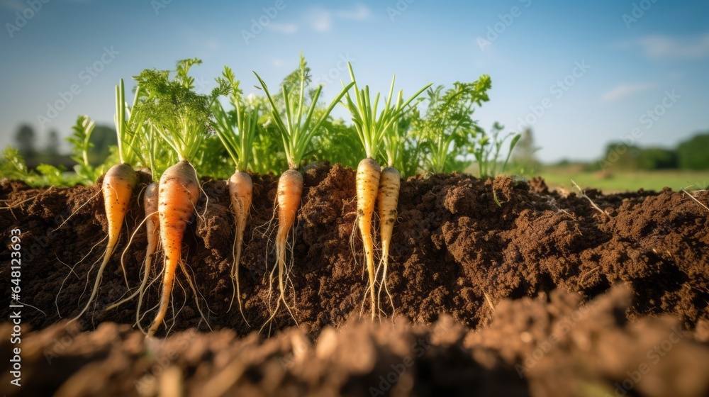 ai generetad , floor cross section of carrots soil, Stock Photo | Adobe ...