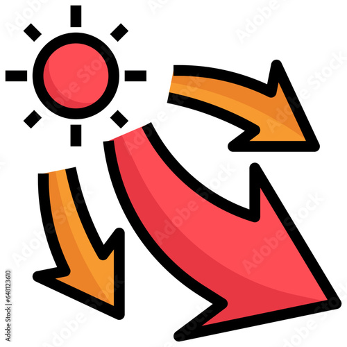 ULTRAVIOLET RADIATION filled outline icon,linear,outline,graphic,illustration