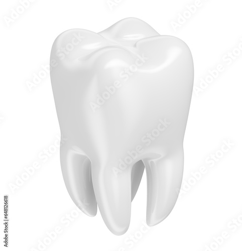 Realistic tooth on transparent background in 3d rendering
