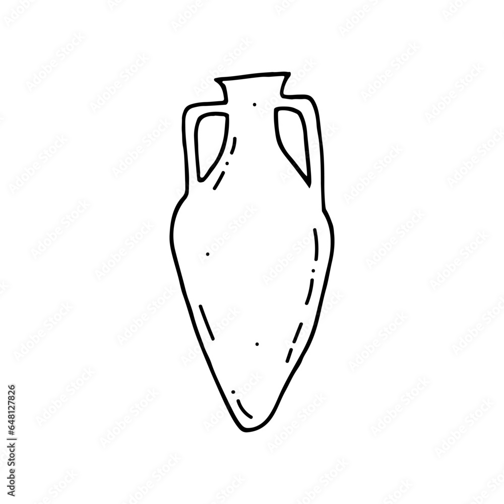 Antique vase. Vessel made of baked clay, ceramics. Dishes of Ancient Greece. Doodle. Vector illustration. Hand drawn. Outline. Antique vase. Vessel made of baked clay, ceramics. Dishes of Ancient Greece. Doodle. Vector illustration. Hand drawn. Outline.