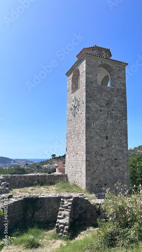 old stone tower in the mountains