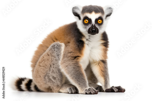 Lemur Catta on white background
