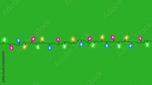Animated decorative lights, green screen, with interesting ornaments.