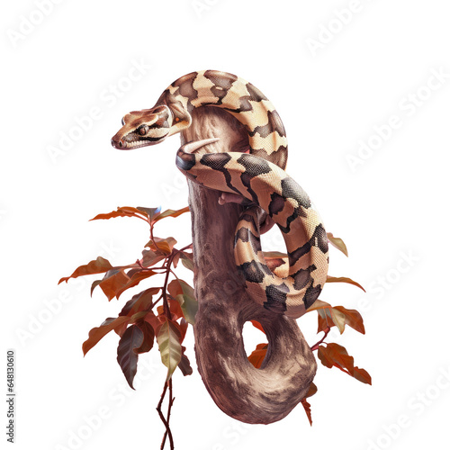 Boa constrictor hanged on tree over  photo