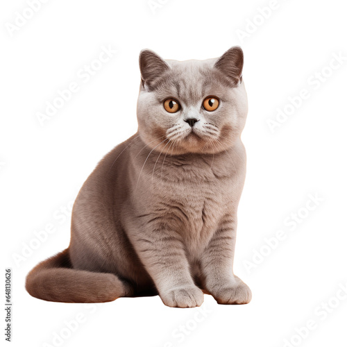 cute gray British Shorthair with brown eyes cat lying and look aside