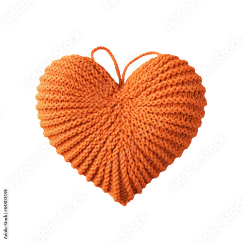 Orange heart crochet knit of yarn
