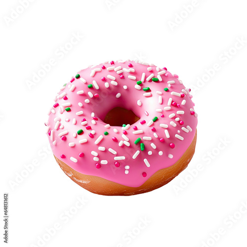 Donut with pink icing and white sprinkles © Ilgun