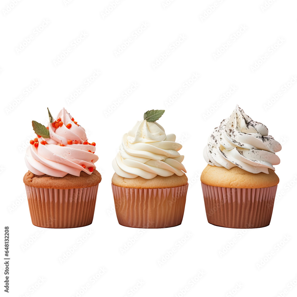 Three different savory cupcakes 