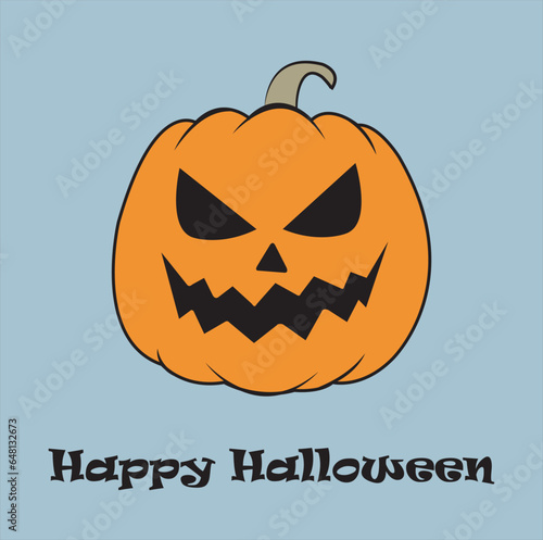Calabaza de Halloween sobre un fondo gris con espacio de copia. Vista de frente y de cerca. Vector