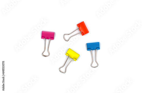  Colorful binder clips isolated on a white background 