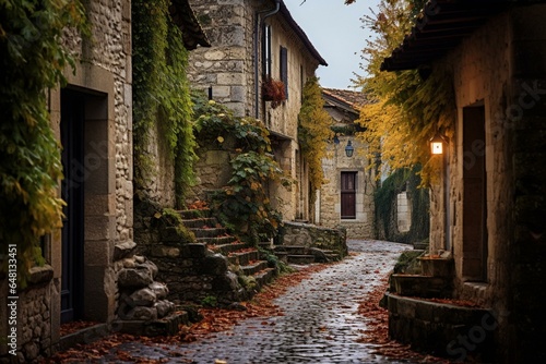 Charming  picturesque lanes in the quaint village of Lectoure located in the southern region of France - Gers. Generative AI