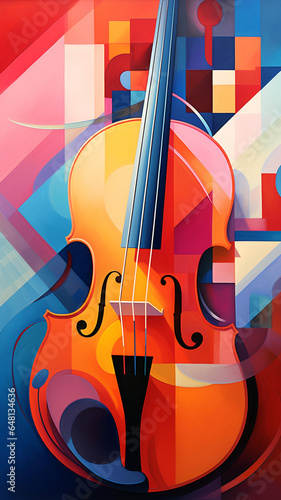 music-themed background. colorful geometric abstraction. piano, violin. 