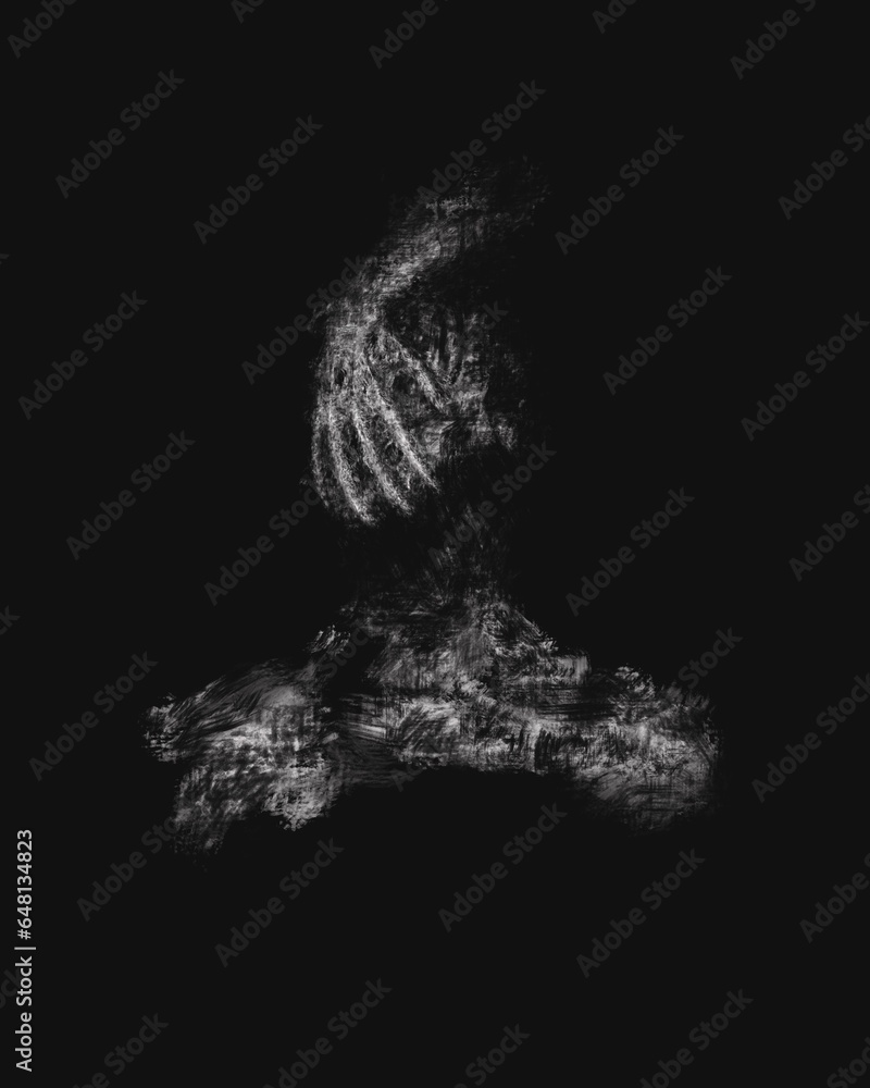 Mask, dark horror illustration, the hand removes a mask from a man, mental illness, computer graphics Mask, dark horror illustration, the hand removes a mask from a man, mental illness, computer graphics