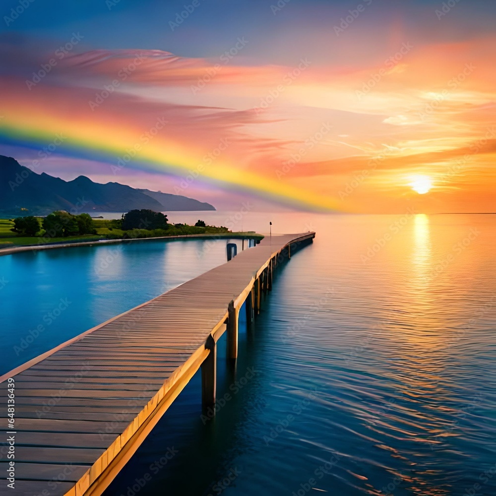Fototapeta premium sunset on the lake