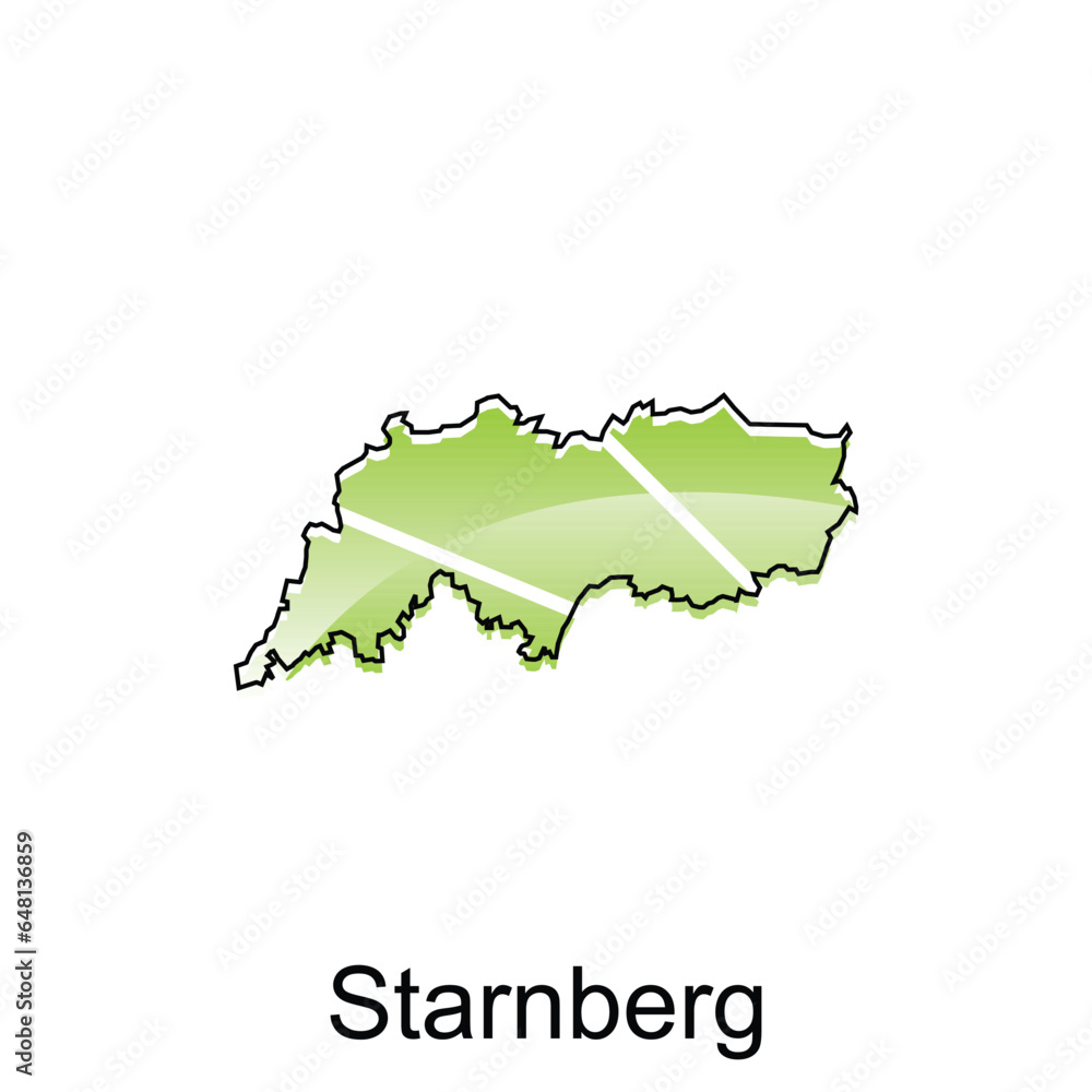 Map City of Starnberg. vector map of German Country design template with outline graphic sketch style isolated on white background