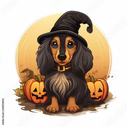 black and tan dachshund halloween cartoon