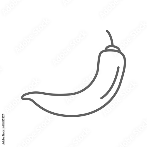 chili pepper icon. fresh nature organic vegetable food. seasoning and red hot sauce jalapeno symbol. editable stroke outline style pictogram. vector illustration design on white background.