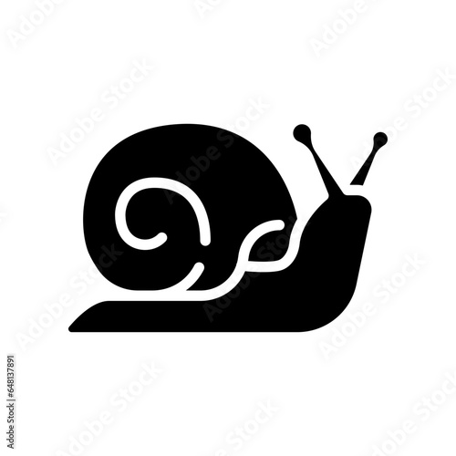 Snail icon, slug. Simple moving snail symbol shelled gastropod Animal, mollusk invertebrates logo pictogram.  silhouette sign. solid style. Vector illustration. design on white background.
