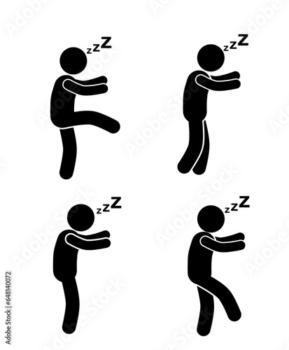 stick figure and stickman vector silhouette illustration,sleepwalking.
