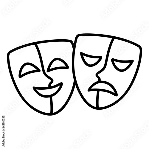 Doodle style drama or theater masks illustration in vector format isolated on white background