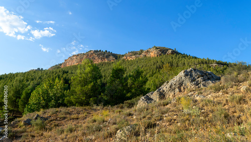 View of the mountain of La Muela in Rincón de Ademuz, near the archaeological site of the town of La Celadilla on the Iberian Peninsula
