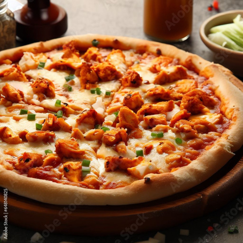 pizza with chicken and cheese