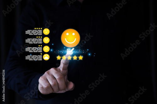 Customer services rating feedback satisfaction survey online business review questionnaire on technology data exchanges development for service mind, social media digital global marketing management