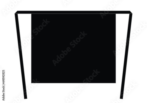Blank Black Half Waist Apron With Flat Lay Template On White Background, Vector File