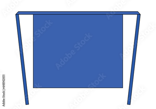 Blank Blue Half Waist Apron With Flat Lay Template On White Background, Vector File