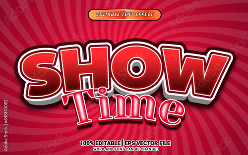 Show time cinema 3d vector text effect template design