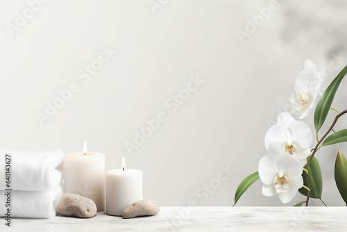 Flowers  stones and leaves in white background