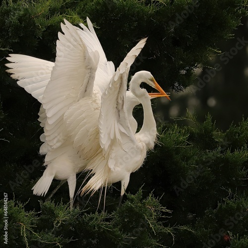 Sibling Rivalry Great Egret Juveniles Nestlings Hatchlings Pinckney Island NWR  photo