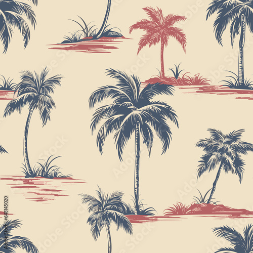 Varied Pattern of Palm Trees and Leaves. Generative AI illustration.