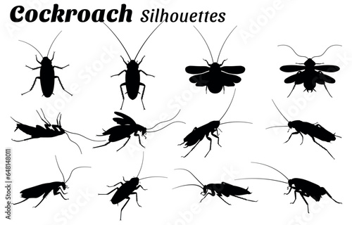 Cockroach silhouettes vector illustration set
