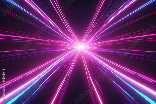 Futuristic and vibrant, this 3D-rendered abstract neon background with ascending lines makes for an amazing wallpaper.