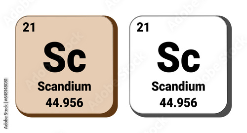 Sc, Scandium element vector icon, periodic table element. Vector illustration EPS 10 File. Isolated on white background.