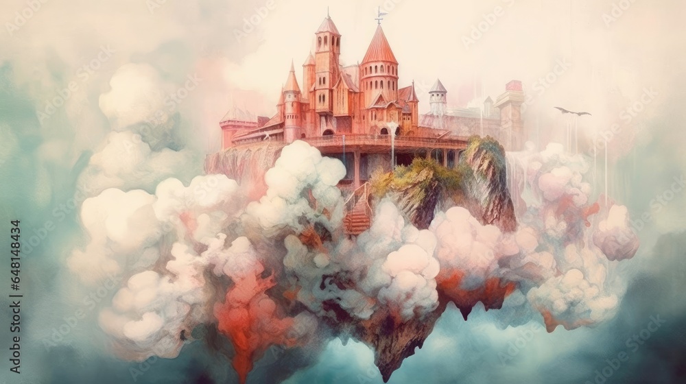 Surreal watercolor dreamscapes AI generated
