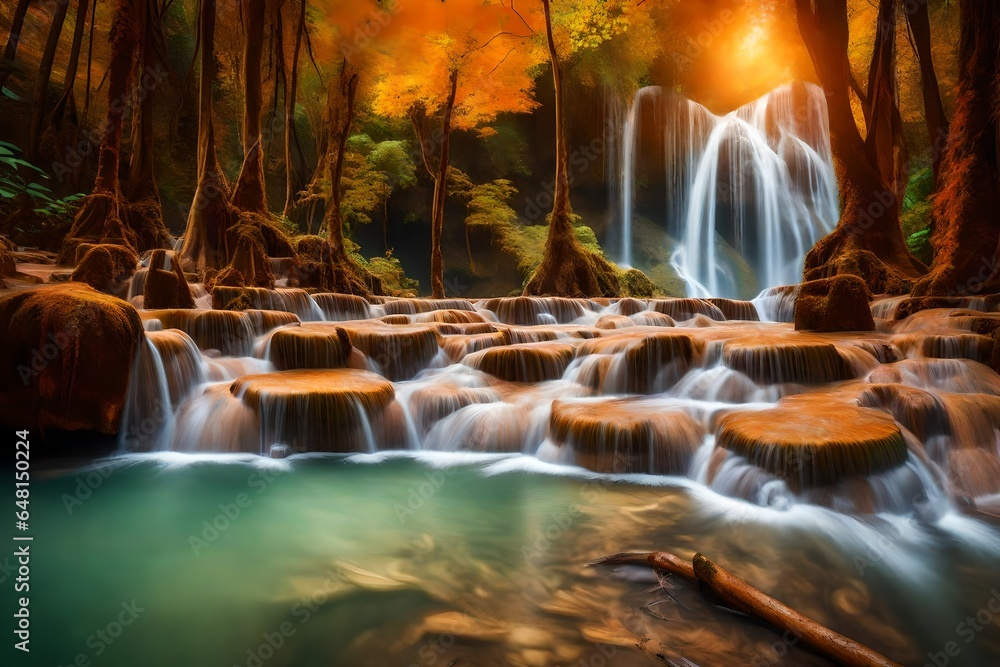 waterfall in the park 4k HD quality photo. 