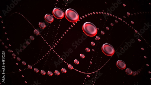 The red blood cells in the body are arranged in a rotating chain. photo