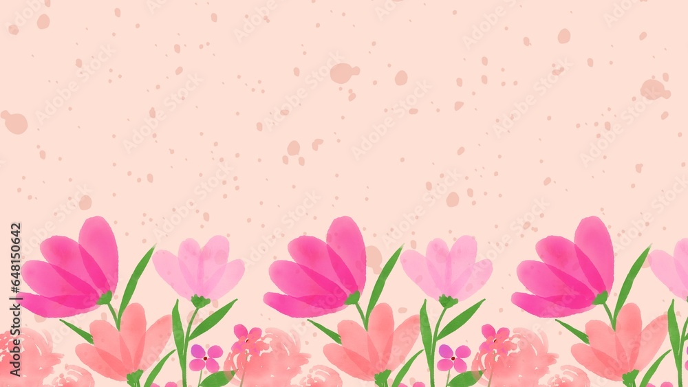 peach-colored background with floral patterns for greeting card or business card