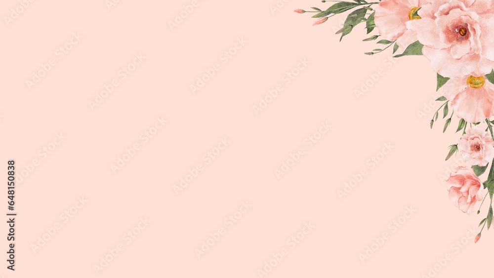 Fototapeta premium peach-colored background with floral patterns for greeting card or business card